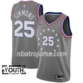 Barn Philadelphia 76ers Tröja Ben Simmons 25 2018-19 Nike City Edition Grå Swingman